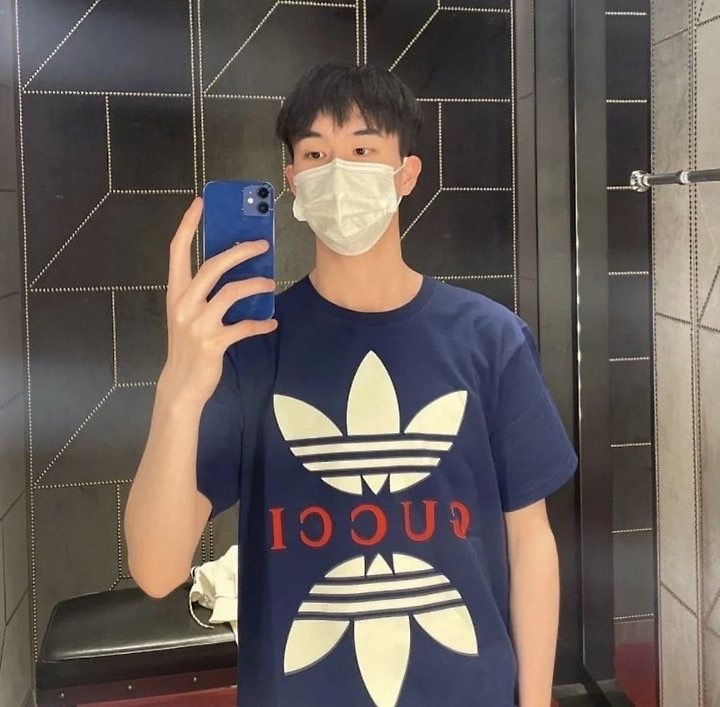 아디다스 X 구찌 코튼 저지 반팔 티셔츠