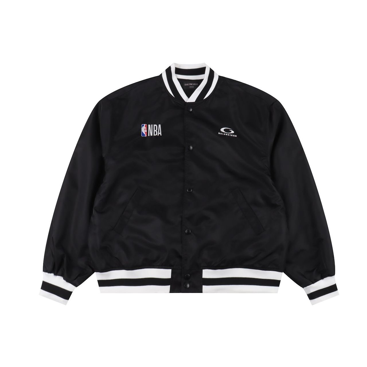 발렌시아가 x NBA M 650805 로고 사틴 봄버 자켓