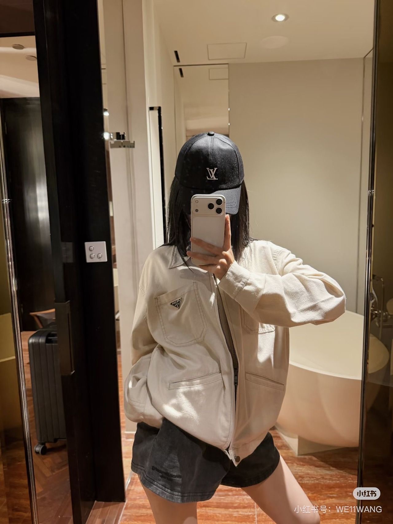 프라다 M 607071 샴브레이 내추럴 블루종 자켓