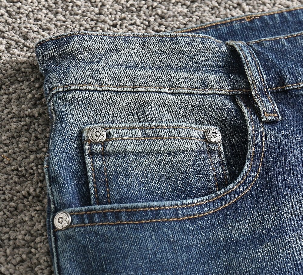 크롬하츠 레더 패치로고 스판 데님진