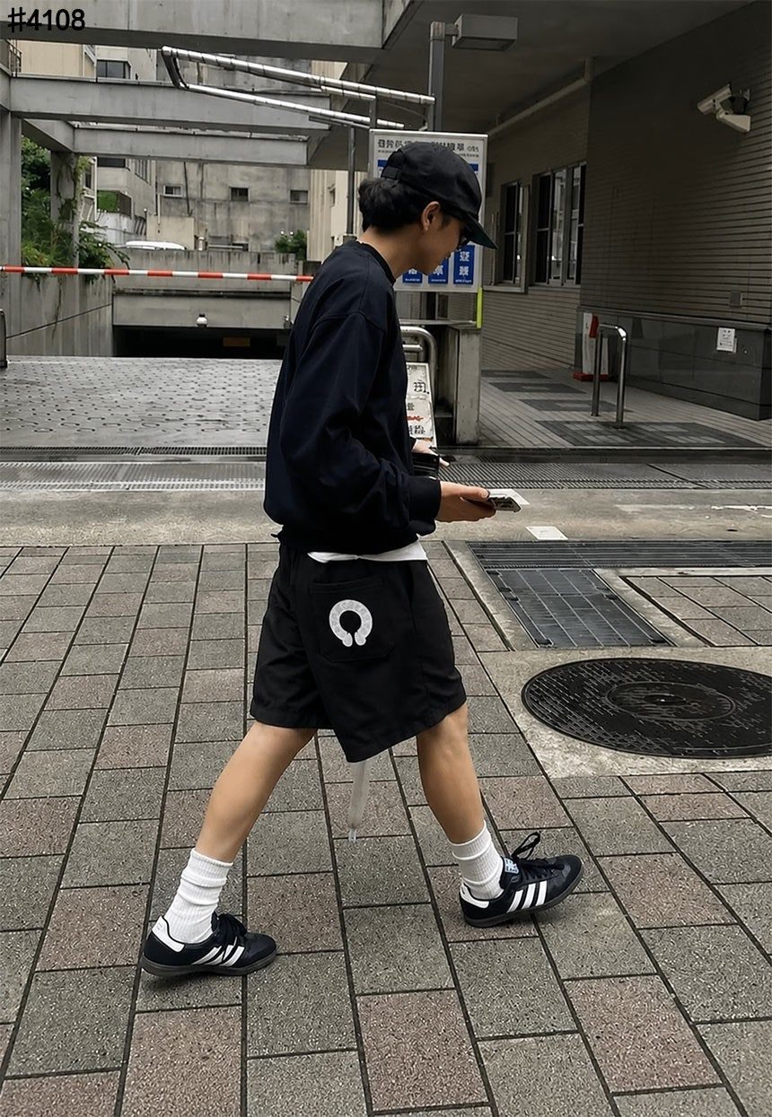크롬하츠 레더 크로스 패치 블랙 코튼 쇼트 팬츠