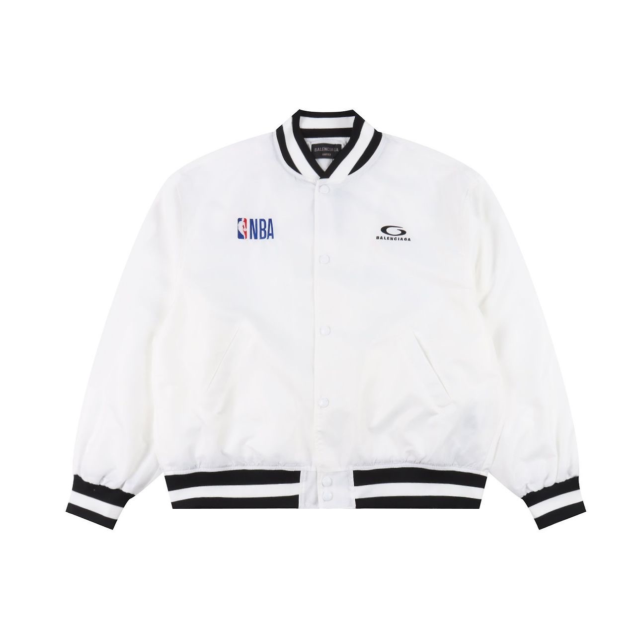 발렌시아가 x NBA M 650805 로고 사틴 봄버 자켓