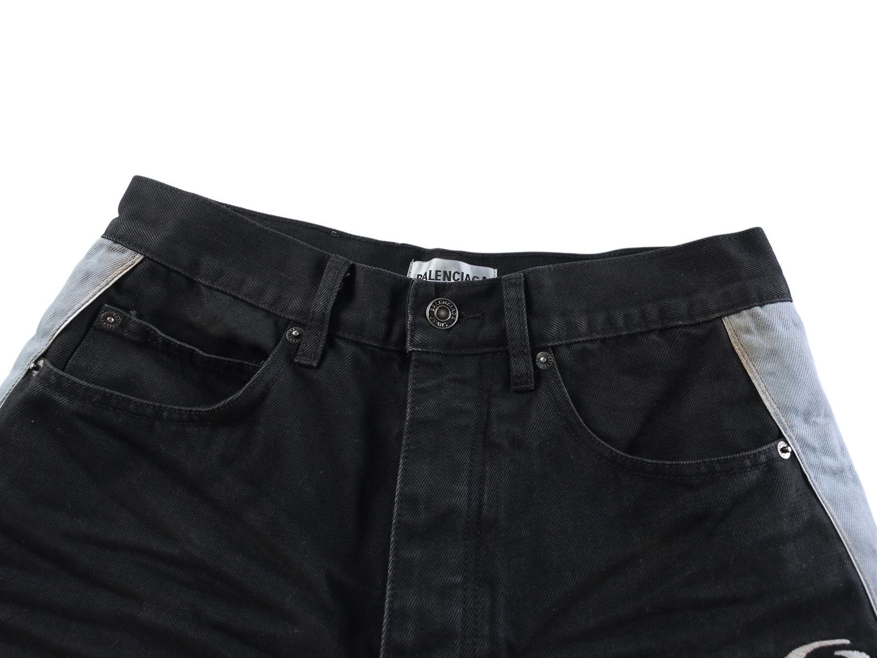 발렌시아가 M 607079 루프 스포츠 로고 워싱 하프 데님 팬츠