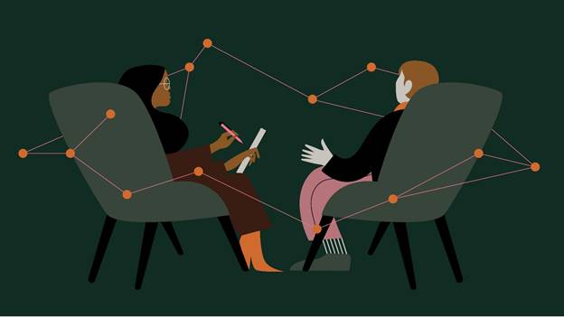Conceptual illustration of a therapy session