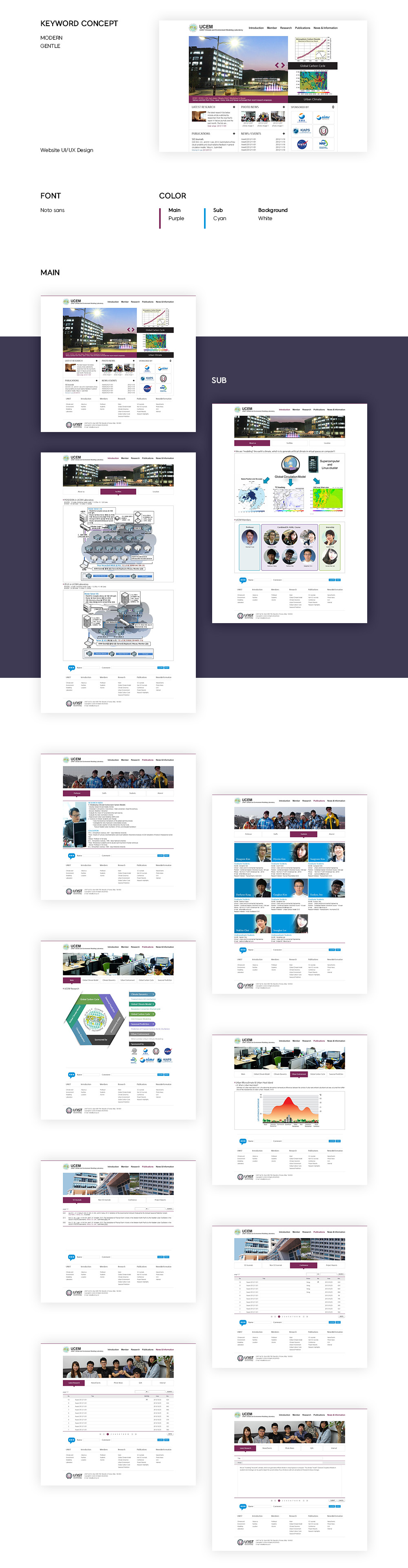 UCEM - UNIST Climate Environment Modeling Laboratory 웹사이트 UX/UI 디자인 : 포트폴리오