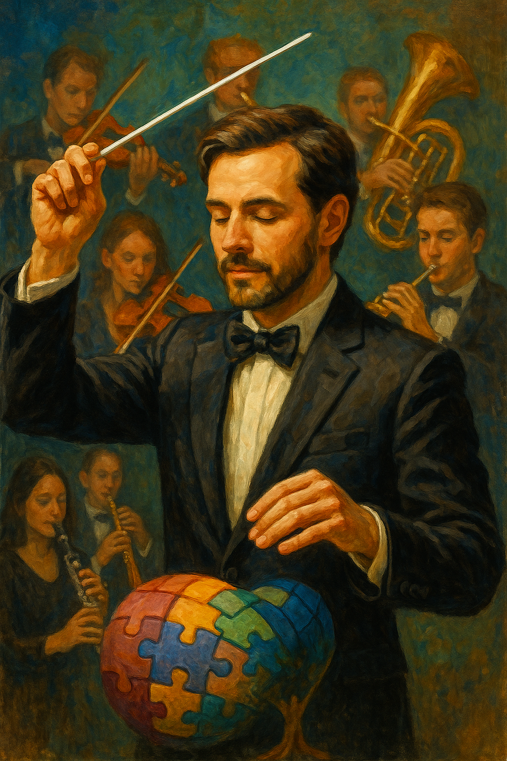 통합적 사고를 상징하는 오케스트라 지휘자