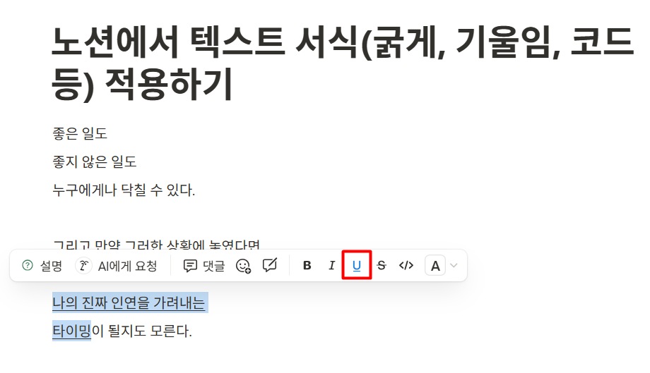 노션 텍스트 서식