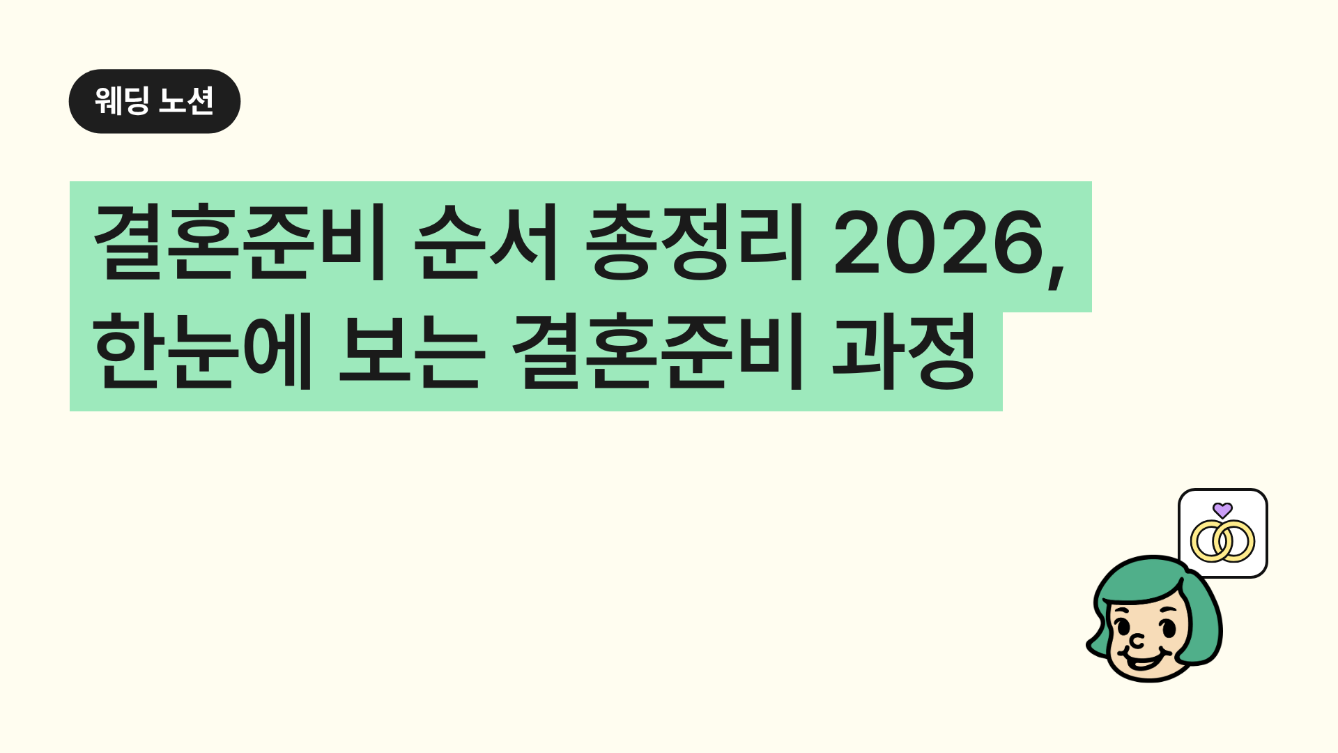 결혼준비 순서 총정리 2026, 한눈에 보는 결혼준비 과정