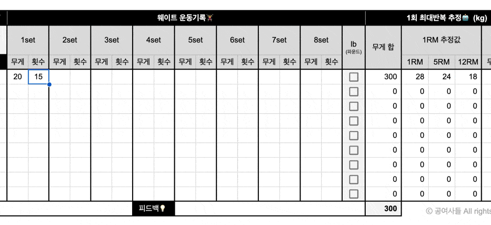 인바디 결과지를 기록하고 읽는 표 예시 GIF