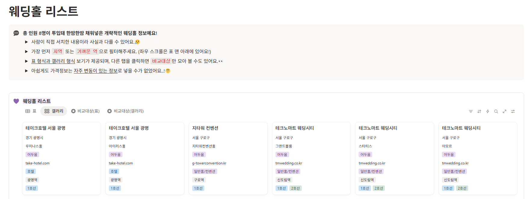 결혼식장 예약, 체계적으로 정리하고 싶다면