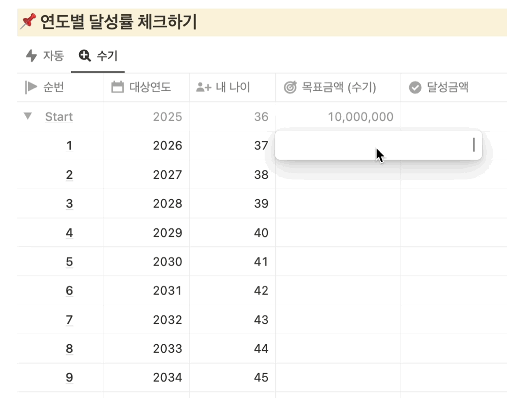 돈플래너 머니 로드맵 실제 자산금액 입력 화면 예시