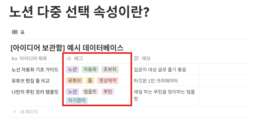 노션 다중 선택 속성이란?