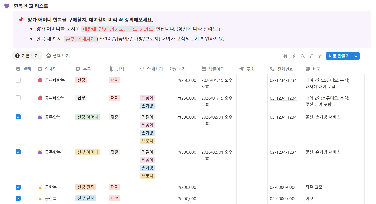 혼주 메이크업, 한복, 양장까지 본식 양가 부모님 체크리스트