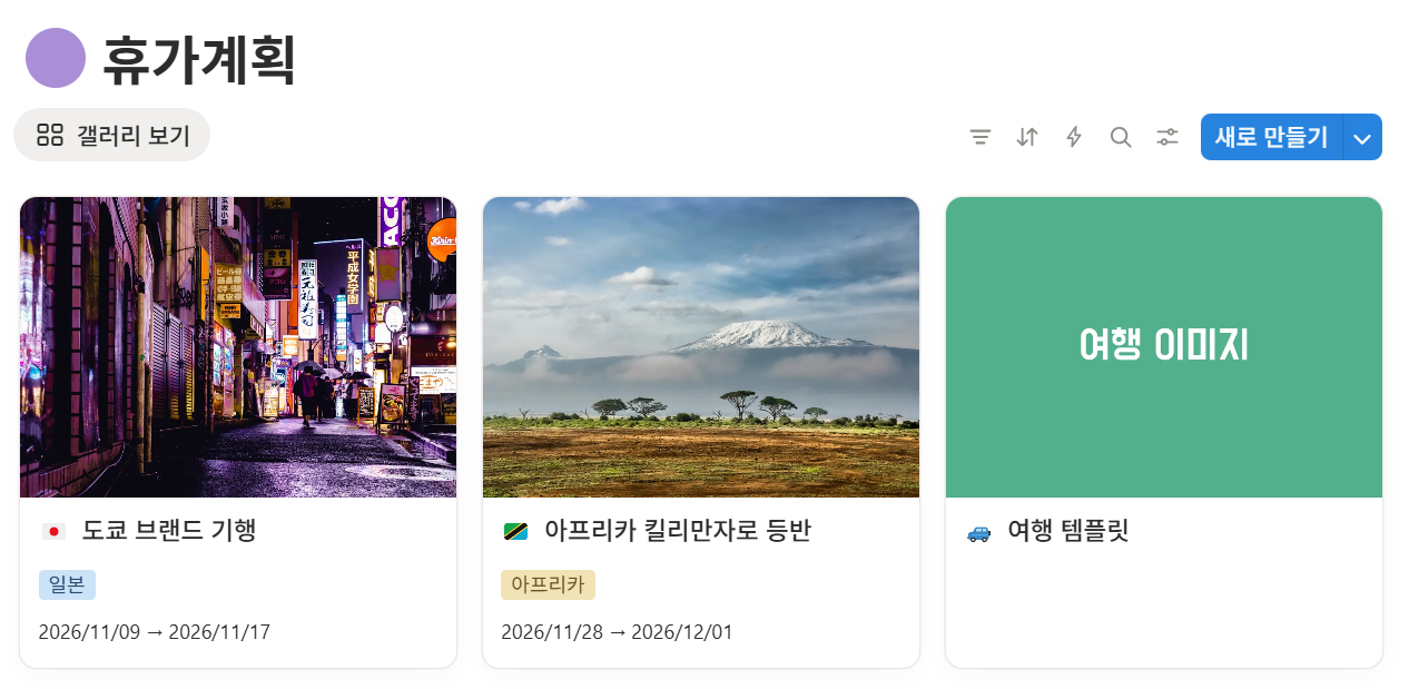 완벽한 여행 계획, 템플릿 하나로 시작하세요