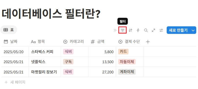 데이터베이스 필터란?