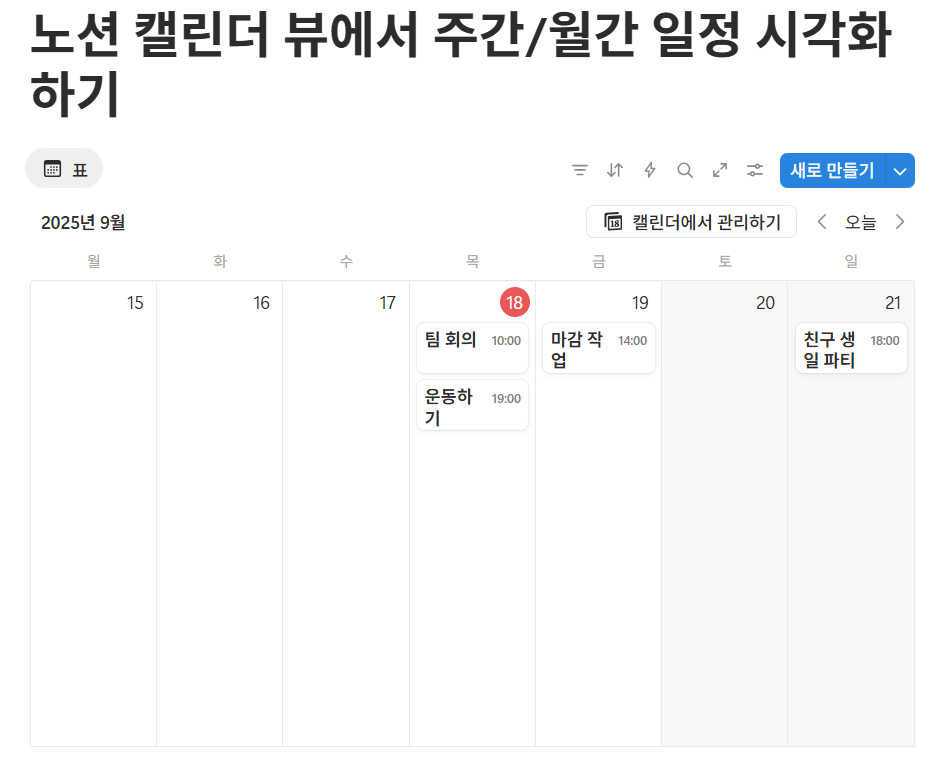 노션 캘린더 일정 시각화