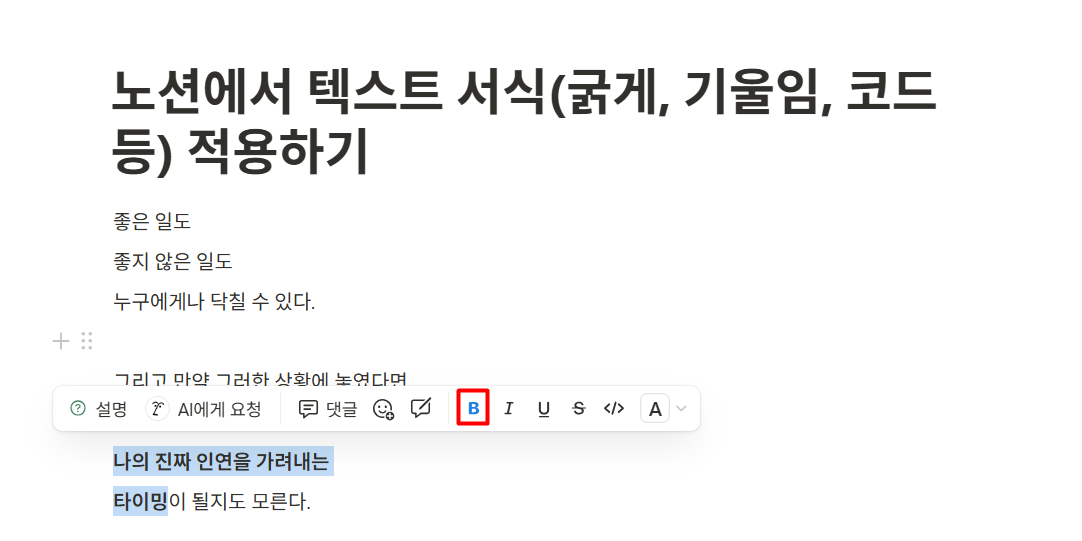 노션 텍스트 서식