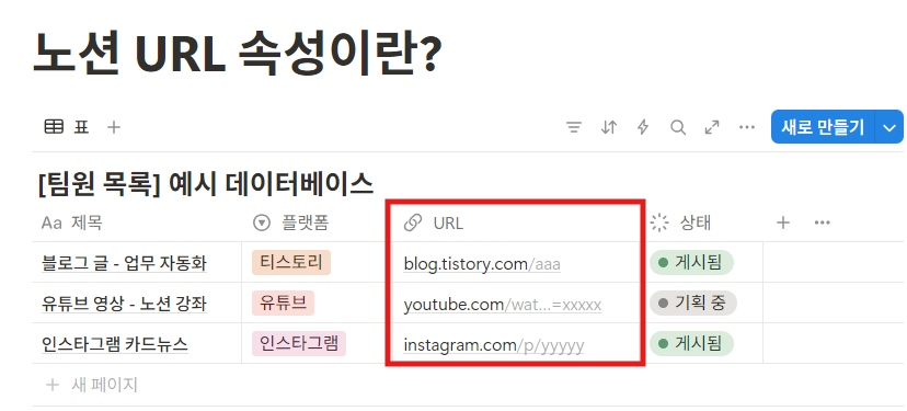 노션 URL 속성이란?