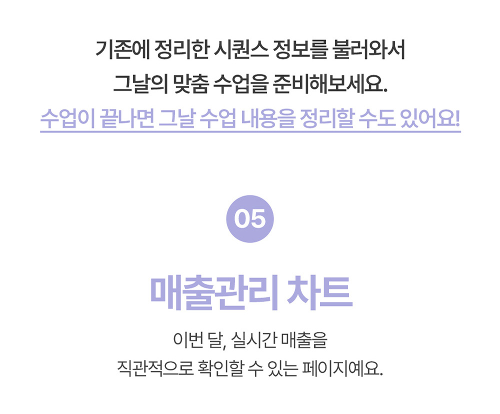 필라노트 매출 관리 차트 화면