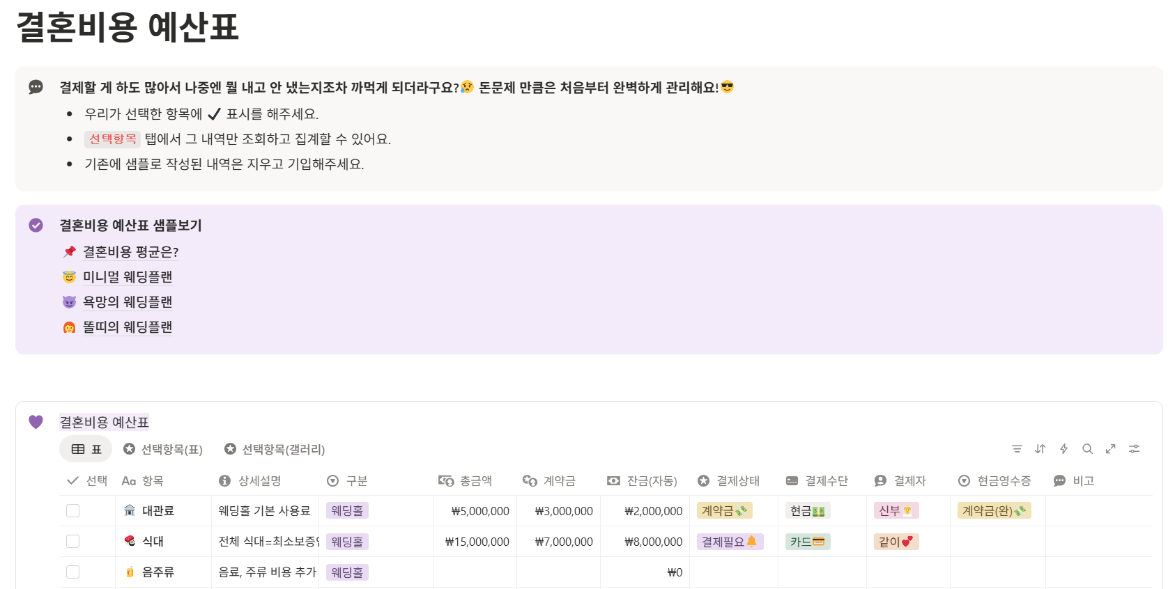 결혼식 장소 결정 2순위 기준: 예산은 항목으로 쪼개서 봐야 안전해요