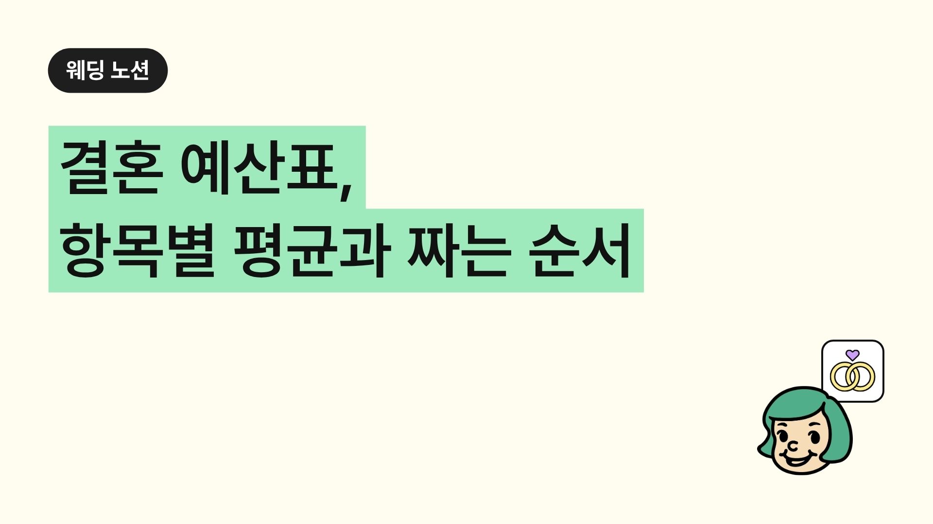 결혼 예산표, 항목별 평균과 짜는 순서