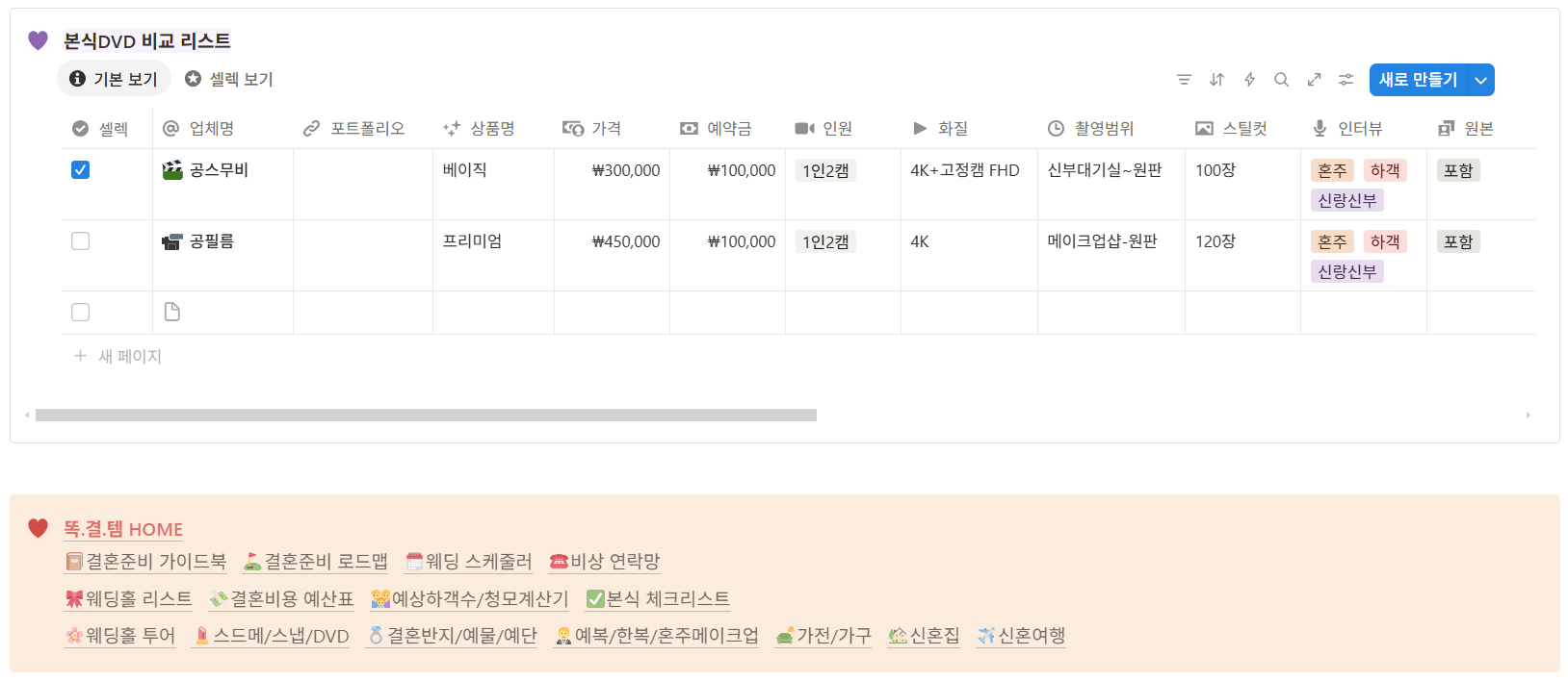 본식 dvd 후회 하지 않으려면? 업체 고르는 기준