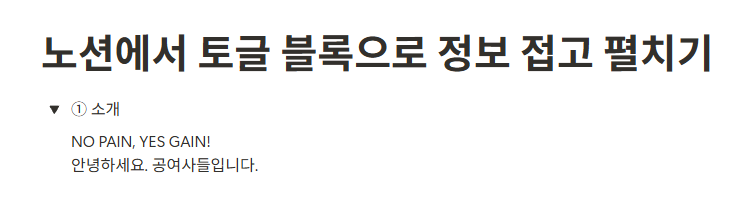 노션에서 토글 블록으로 정보 접고 펼치기