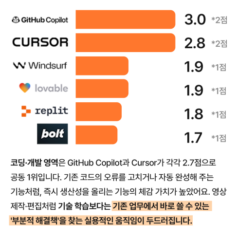 코딩 개발 영역 활용 순위