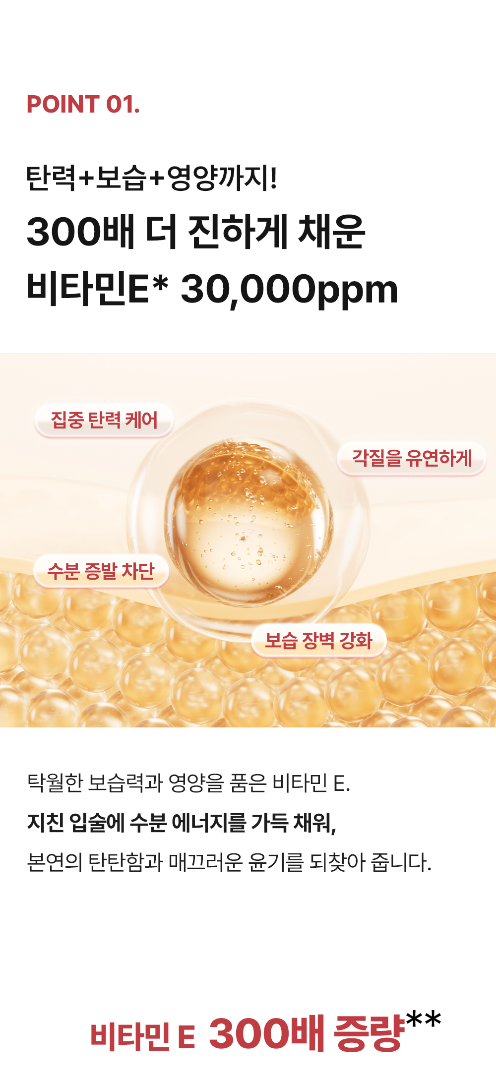 비타민E 고함량 처방으로 입술 탄력과 보습을 채우는 주름개선 기능성 립케어 성분 설명