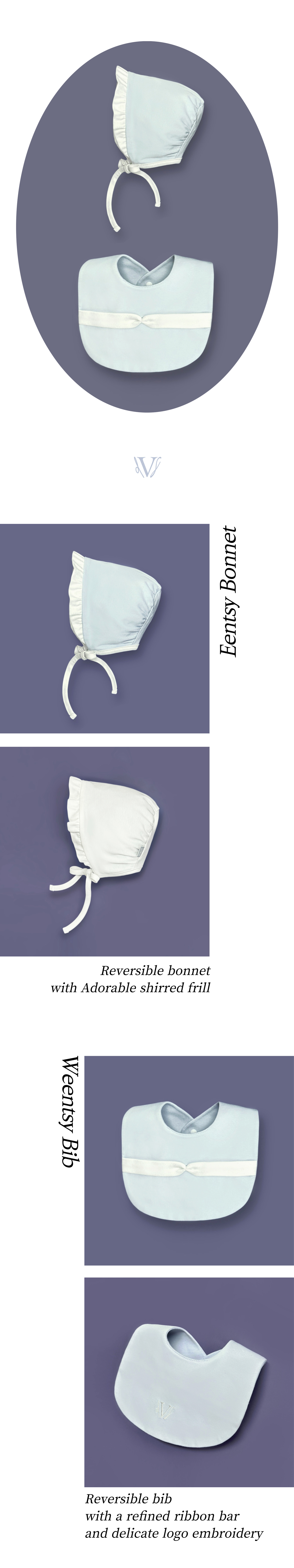 Eentsy Weentsy Bonnet&Bib SET (Baby Blue) 엔시 웬시 보넷&빕 세트 (베이비 블루)
