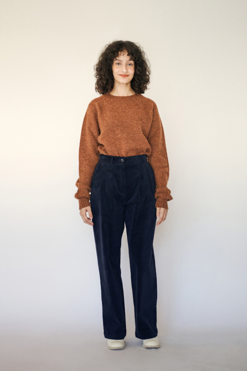 21FW DOUBLE PLEATED CORDUROY PANTS - NAVY