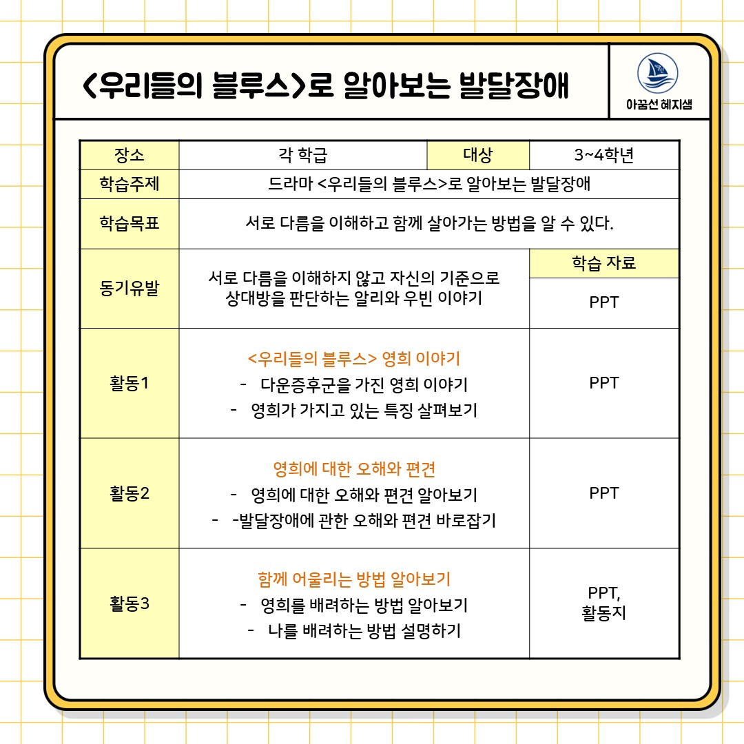 [2024장애인식개선교육자료] 드라마 로 알아보는 발달장애 : 아꿈선 특수교육 자료