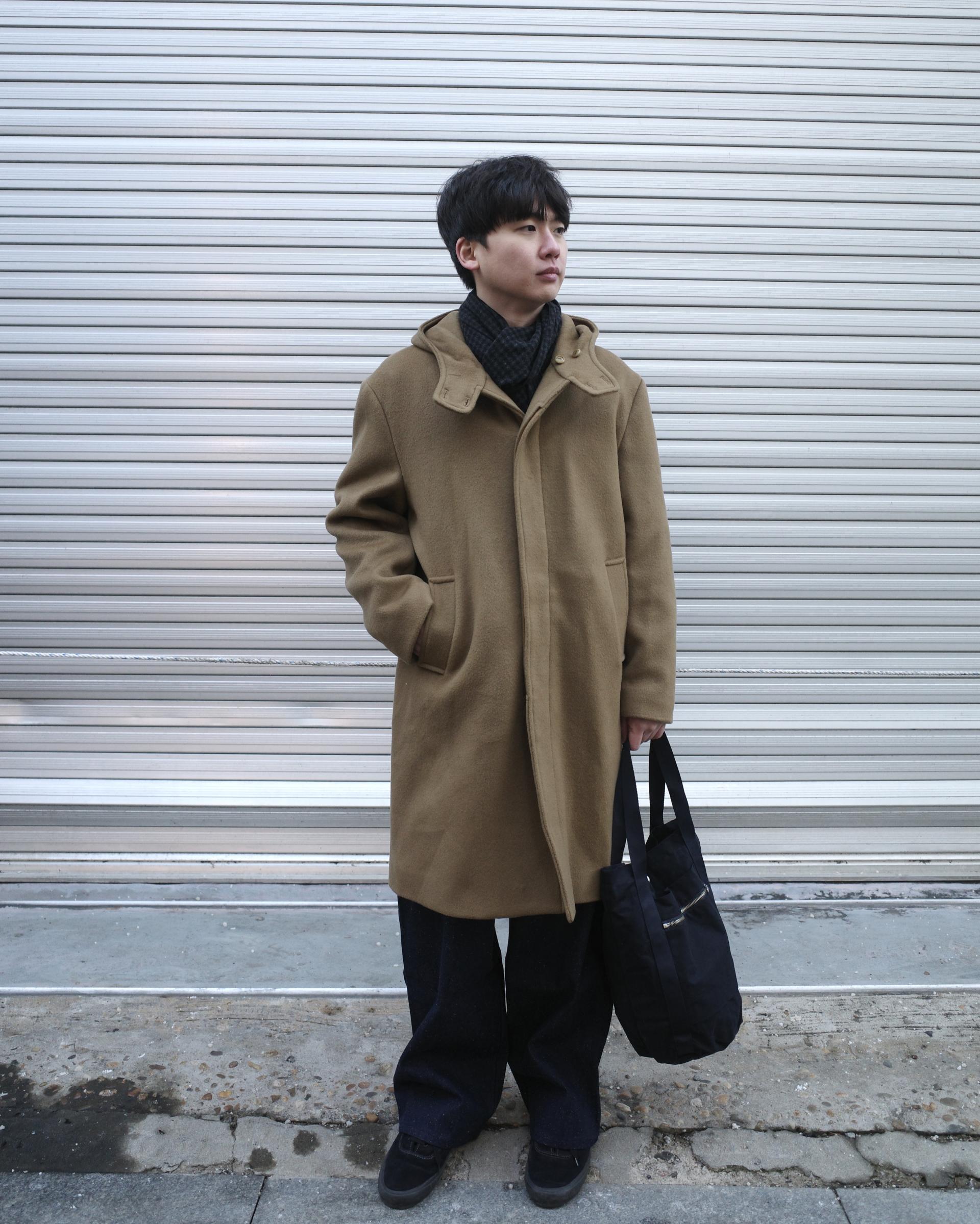 wool hooded coat (camel)