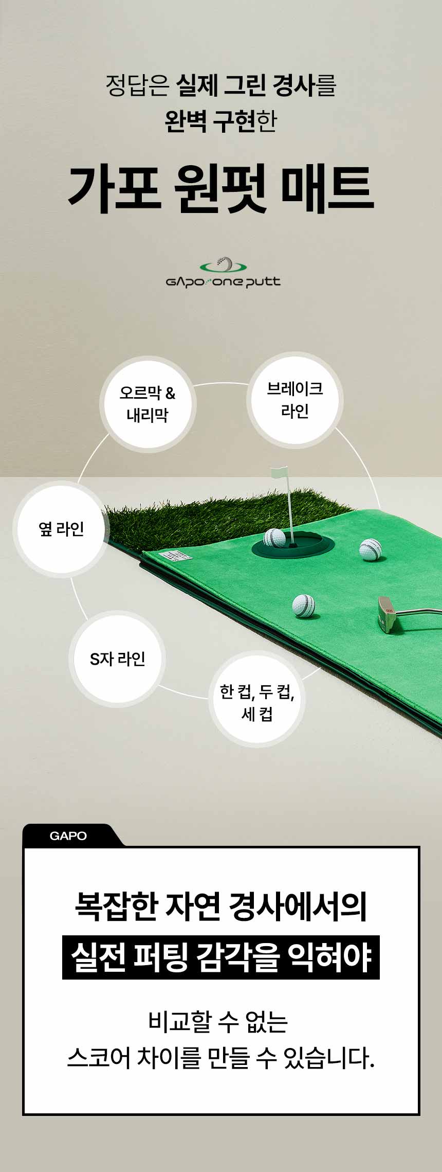 귀족퍼팅 - 50%할인공구-오르막 내리막 실전퍼팅, 그린리딩 퍼팅레슨 매트 고급형(중사이즈 75cm x 300cm)