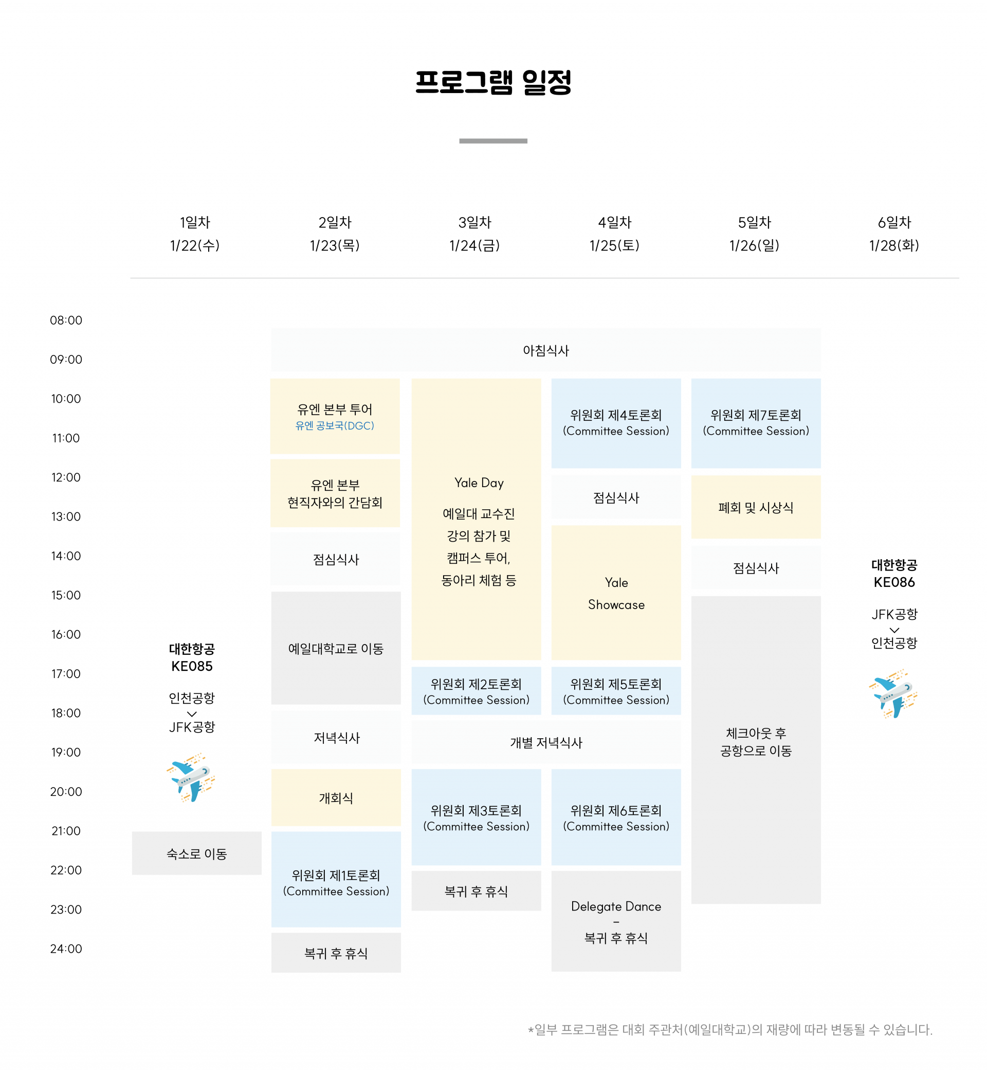 51회 예일대학교 모의유엔대회 일정