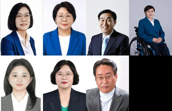 (왼쪽위부터 시계방향)더불어민주당 전남광주 이순화·문애준, 경기 김현덕, 강원 박영림, 국민의힘 경기 권태익, 민주당 세종 김명숙, 전북 윤해아.ⓒ중앙선거관리위원회