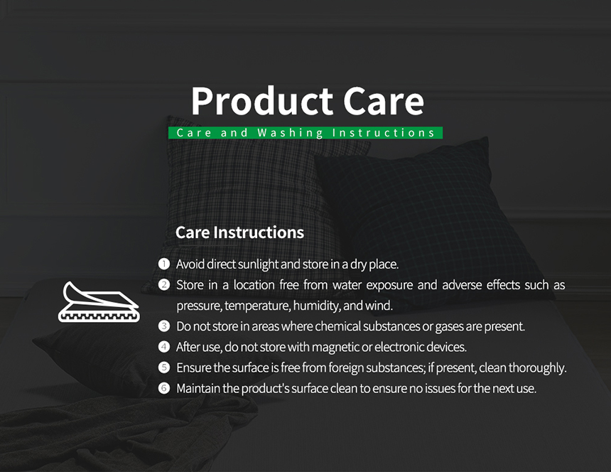 Product care and washing instructions for the Dr.Friend Classic grounding sleep mat"