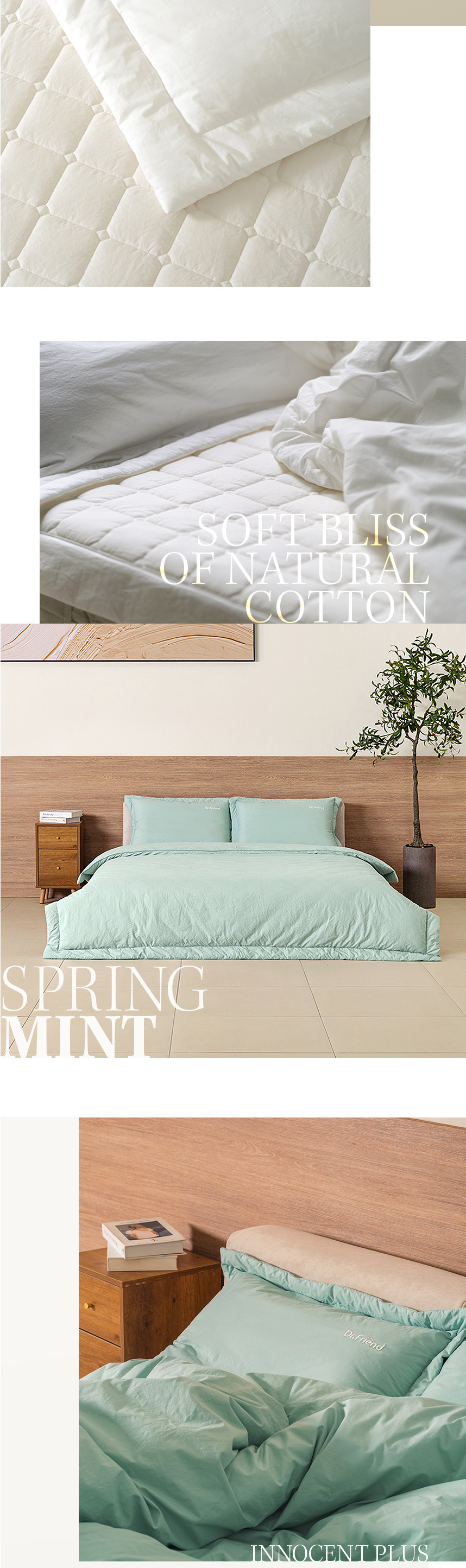Soft mint creates a fresh, calming sleep environment.