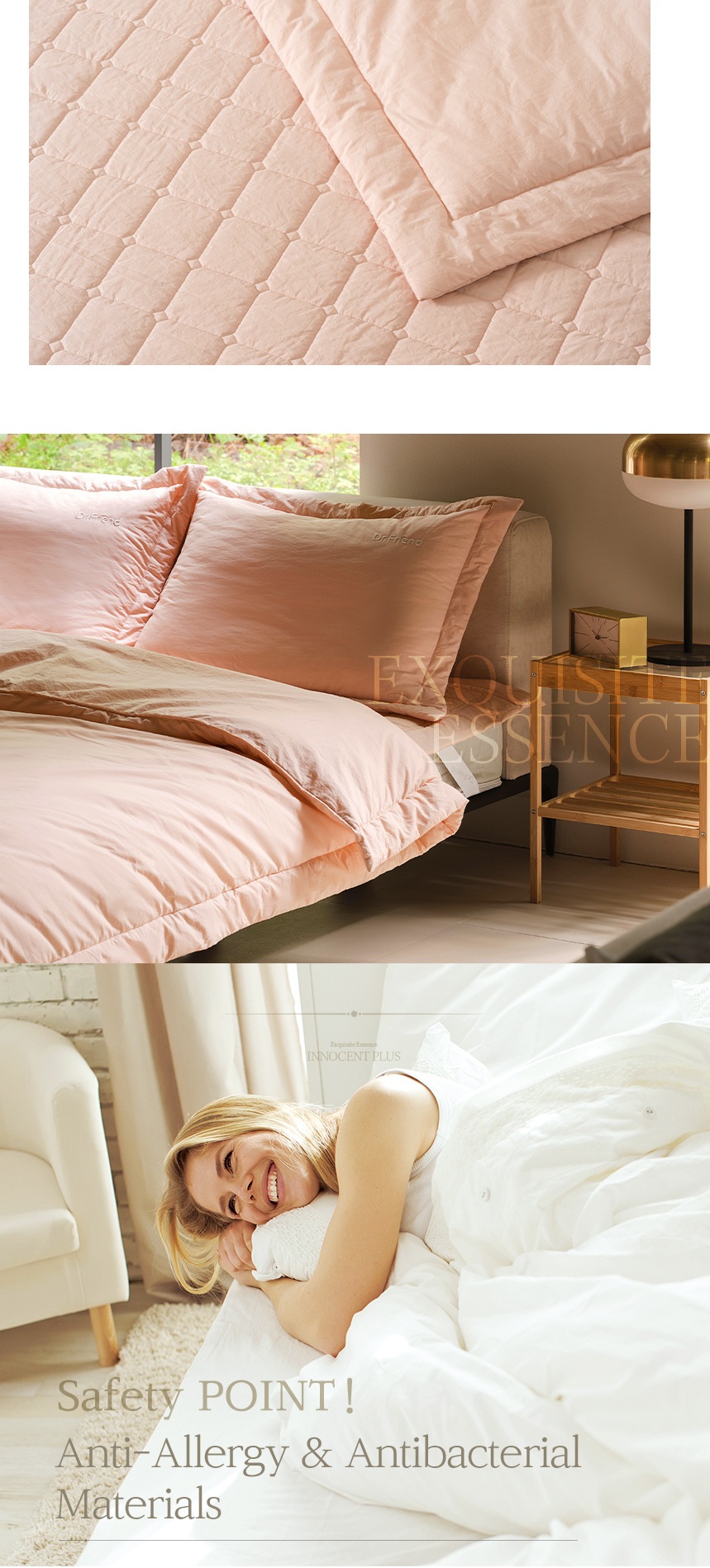 Ultra-microfiber fabric with breathable, antibacterial, anti-mite properties.