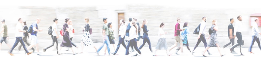 People walking in an urban environment with text highlighting daily exposure to electromagnetic waves from essential electronic devices
