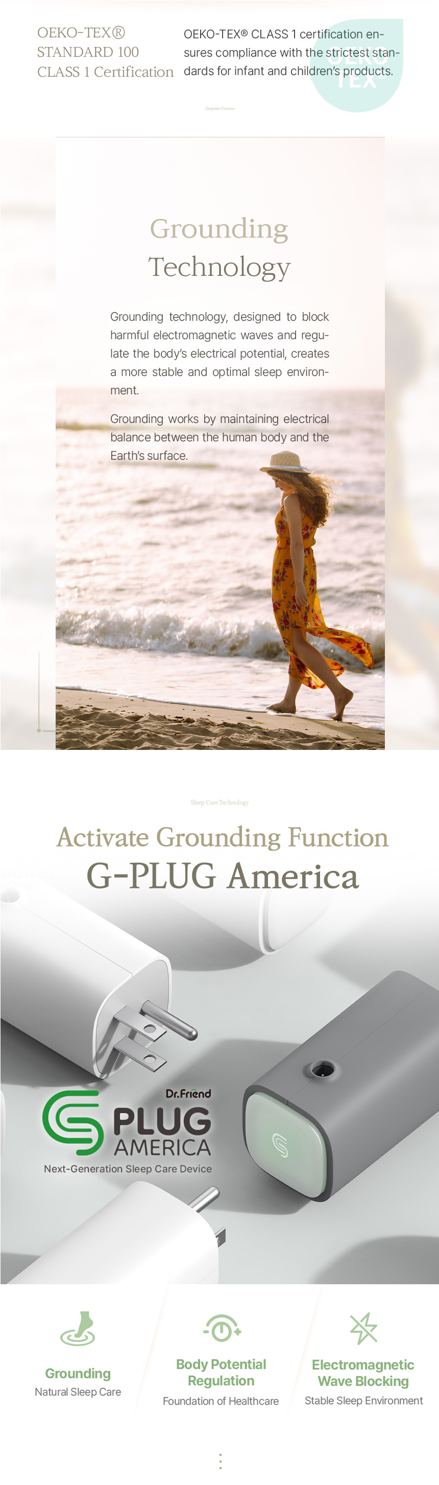 G‑Plug America sleep care grounding device for improved earthing mats