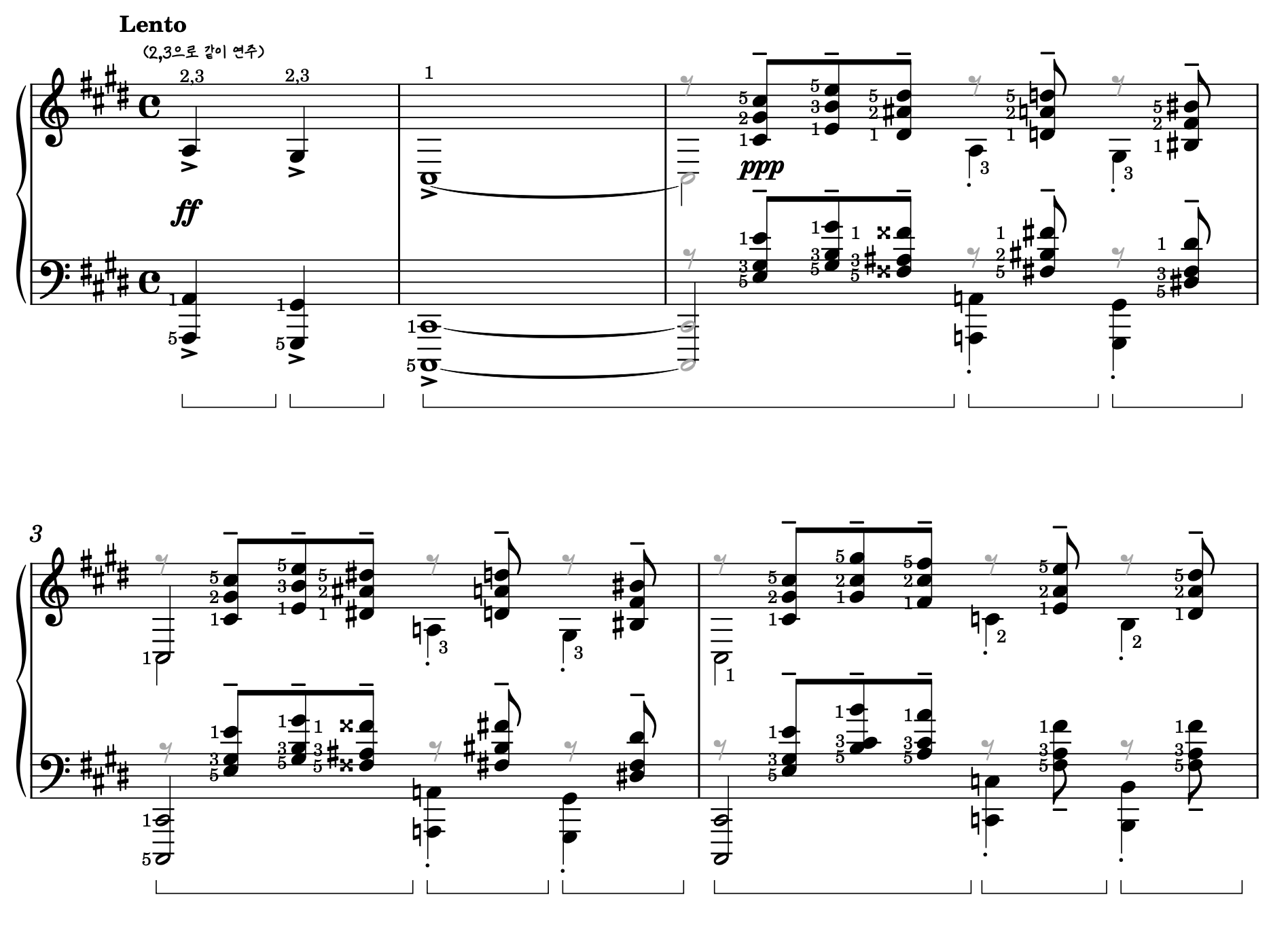 라흐마니노프 모스크바의 종 계이름 악보|프렐류드 Op.3 No.2|손번호·페달 포함