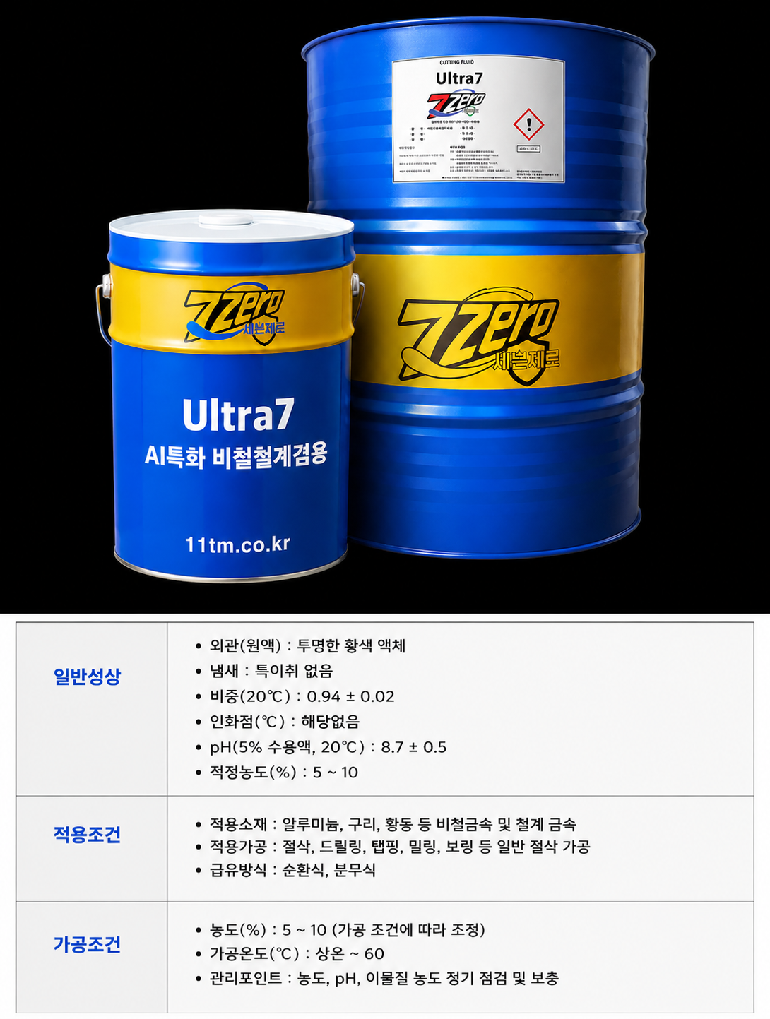 동행 세븐제로 수용성 절삭유 Ultra7 Al특화 비철,철계겸용