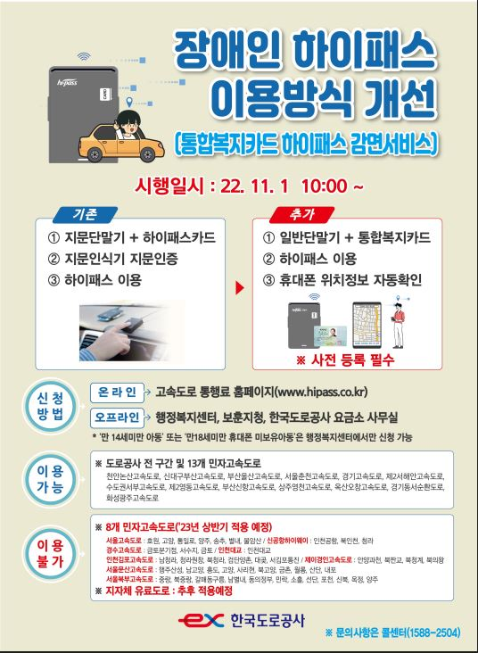 [속초시청] 장애인 등 통합복지카드 하이패스 감면 서비스 운영 안내 : 속초누리 속초복지