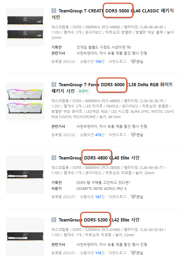 DDR5 메모리 게임 성능 비교 - 4800Mhz vs 5200Mhz vs 5600Mhz vs 6000MHz