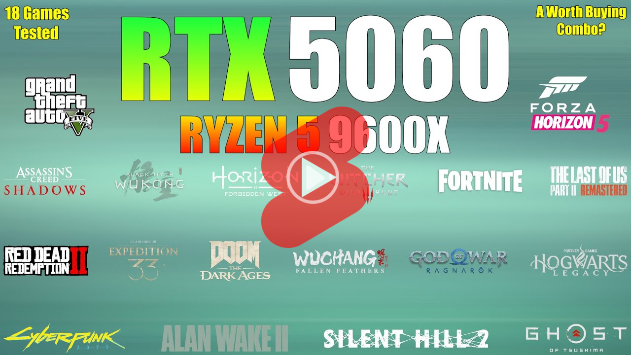 라이젠5 9600X + 32GB RAM + RTX 5060 구성 게임 PC의 게임 성능