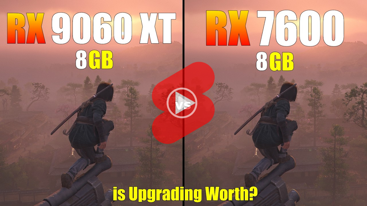  FHD 해상도에서 라데온 RX 9060 XT 8GB와 RX 7600 8GB 게임 성능 비교 영상