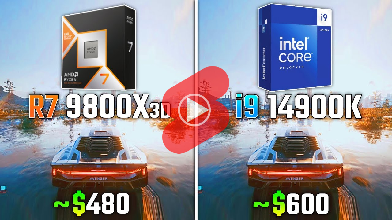 RYZEN 7 9800X3D vs INTEL i9-14900K 게임 성능 비교 영상