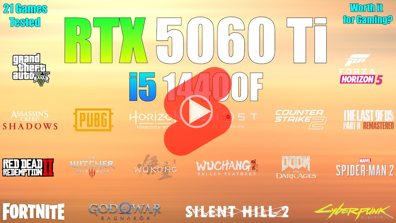 인텔 i5 14400F + 32GB RAM + RTX 5060 Ti 구성 게임 PC의 게임 성능