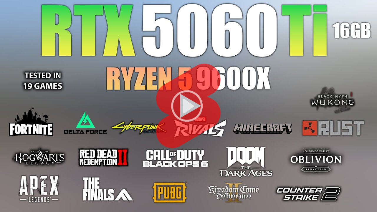 라이젠5 9600X + 32GB RAM + RTX 5060 Ti 구성 게임 PC의 게임 성능